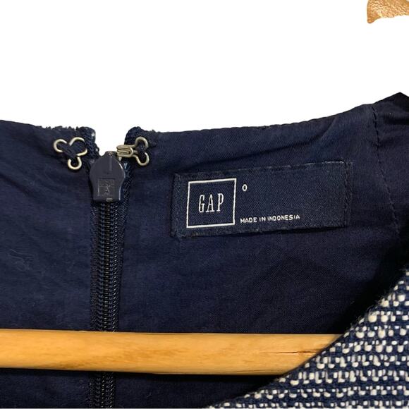 GAP Blue Tweed Sleeveless Fit and Flair Mini Dress - Picture 3 of 7